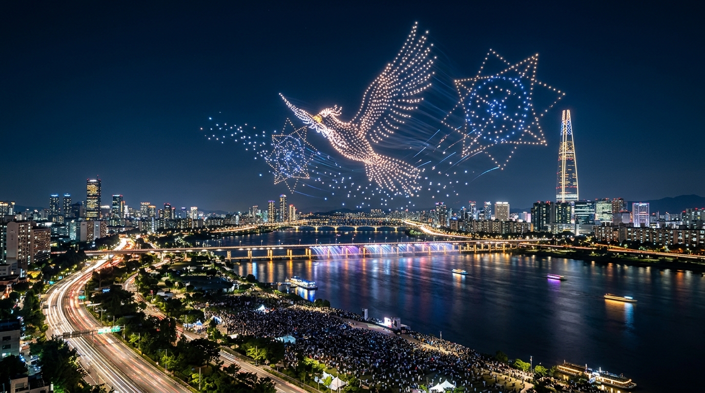 2026 서울 드론 라이트 쇼: 한강에서 시작된 ‘하늘의 공연’이 한국 도시의 밤을 바꾸는 방식